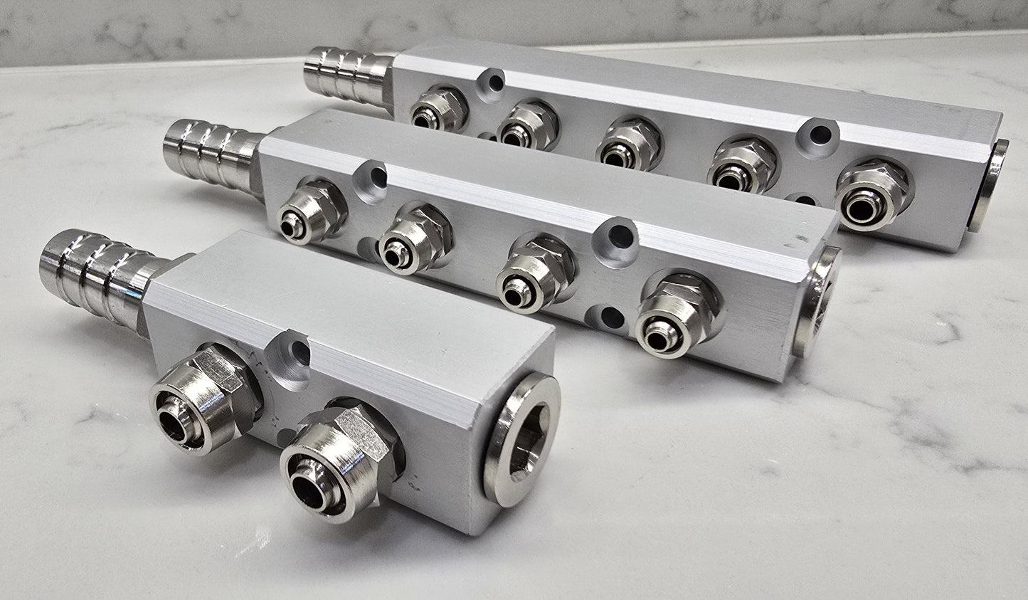MANIFOLD BLOCK WITH HOSE CONNECTIONS 6 5 4 3 2 WAY