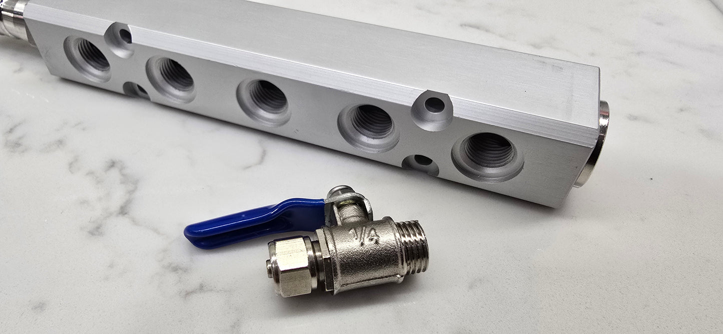 MANIFOLD BLOCK WITH TAPS 6 5 4 3 2 WAY