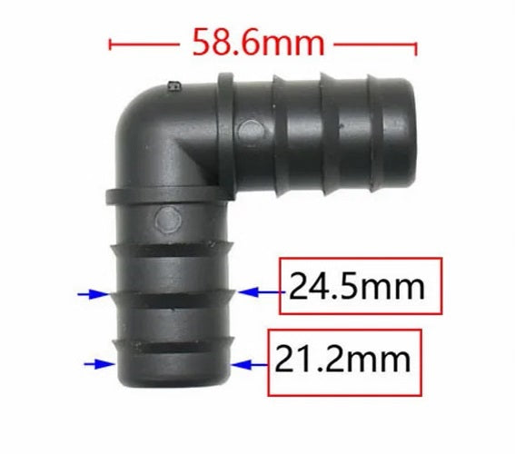AQUARIUM / POND BARBED ELBOW FLEXIBLE PIPE HOSE CONNECTOR 13mm, 16mm & 25mm