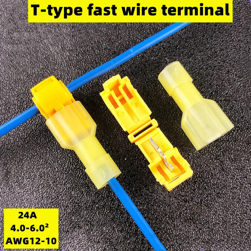 20 PAIRS QUICK SPLICE & SPADE WIRE CONNECTORS T TYPE CRIMP TERMINALS BLUE RED YELLOW