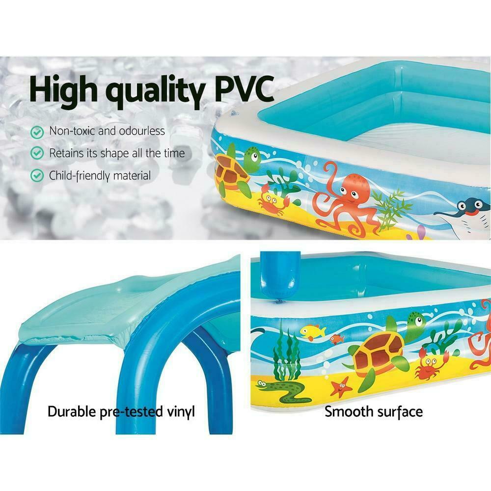 BESTWAY INFLATABLE KIDS PADDLING PLAY POOL 1.4m x 1.4m x 1.14m WITH CANOPY
