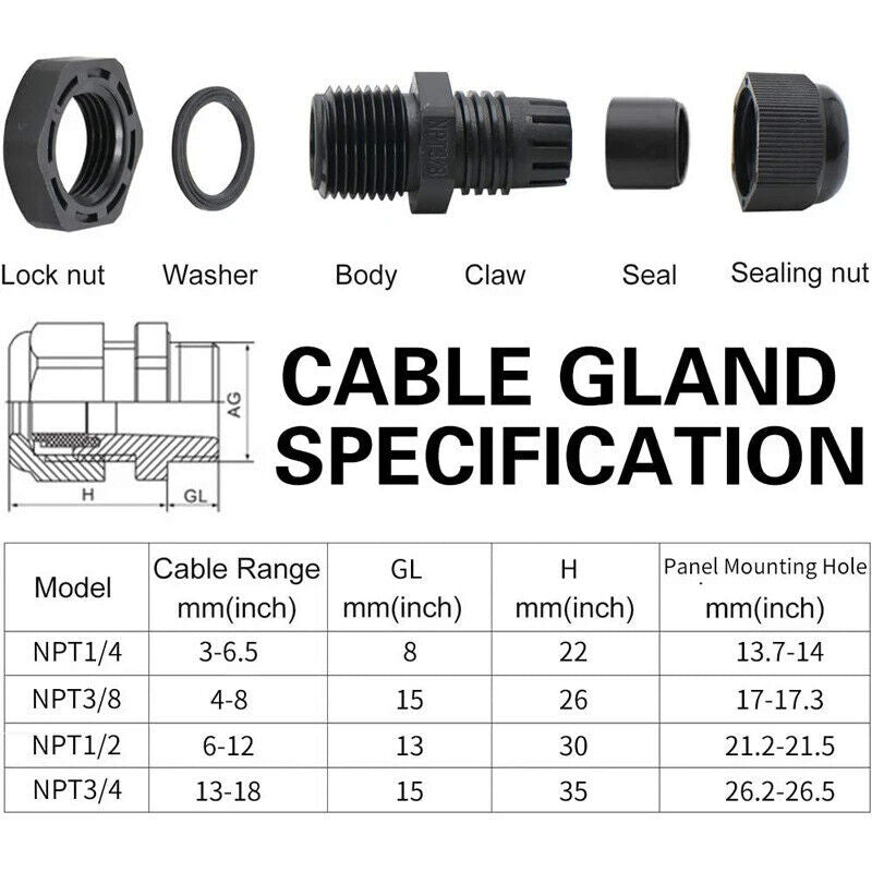 38 x WATERPROOF CABLE GLAND SET
