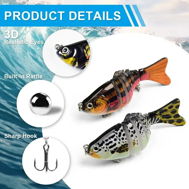 3 x 7 SEGMENT FISHING LURES 15g 10cm IN CASE