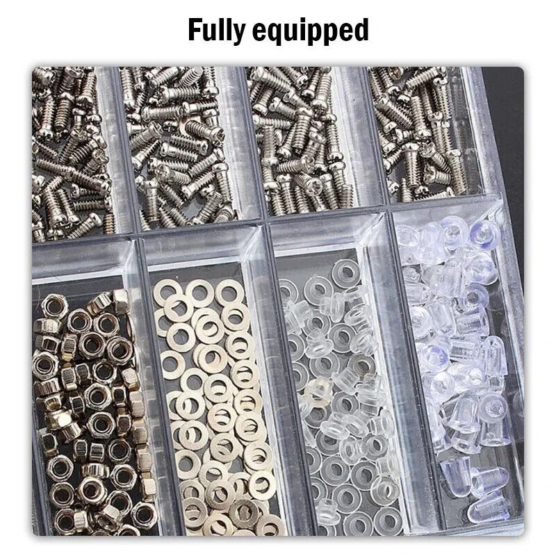 1000 x MICRO SCREWS & NUTS, GLASSES TOOL KIT