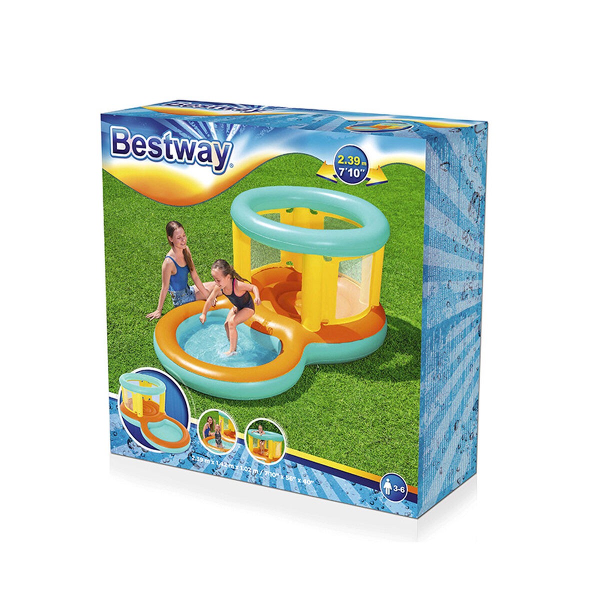 BESTWAY JUMPTOPIA BOUNCER & PADDLING POOL 2.39m x 1.42m x 1.02m PLAY POOL