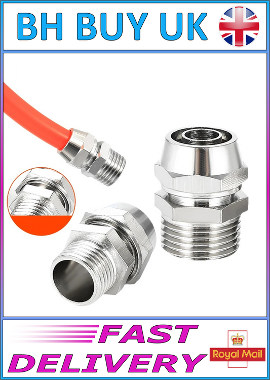 METAL 6mm - 1/4" THREADED CO2 COUPLER LOCKING STRAIGHT CONNECTOR
