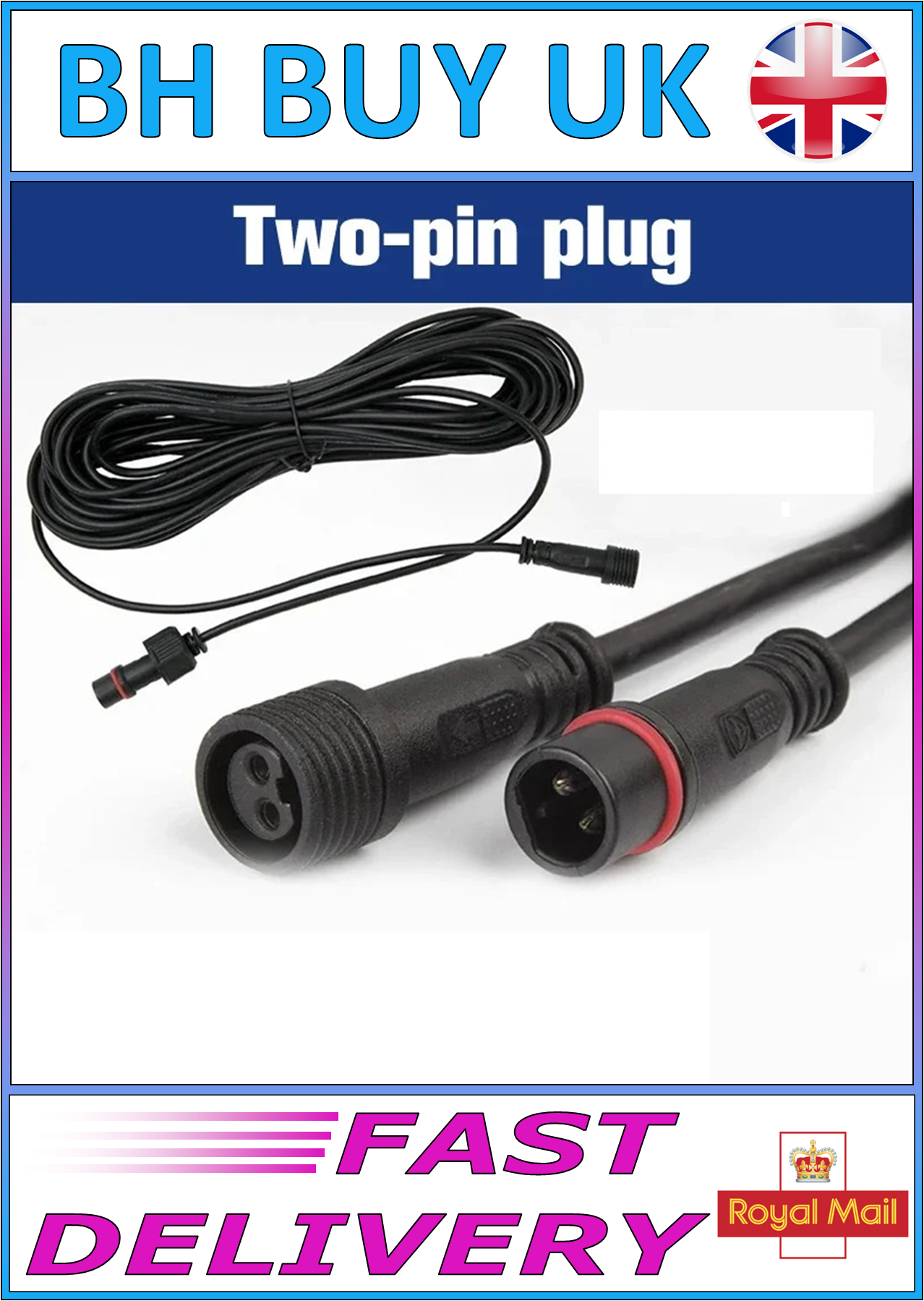 5m EXTENSION CABLE FOR OUTDOOR LIGHTING / SOLAR PANEL 2 PIN