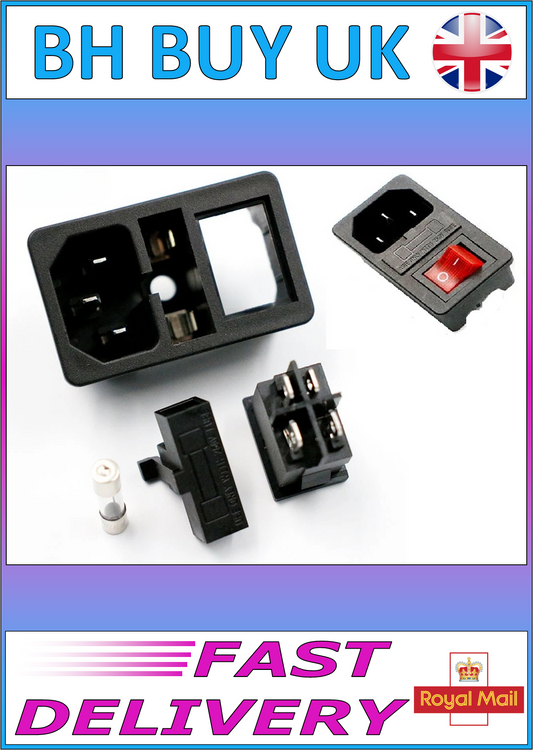 IEC320 C14 POWER SOCKET 10A FUSE ROCKER SWITCH