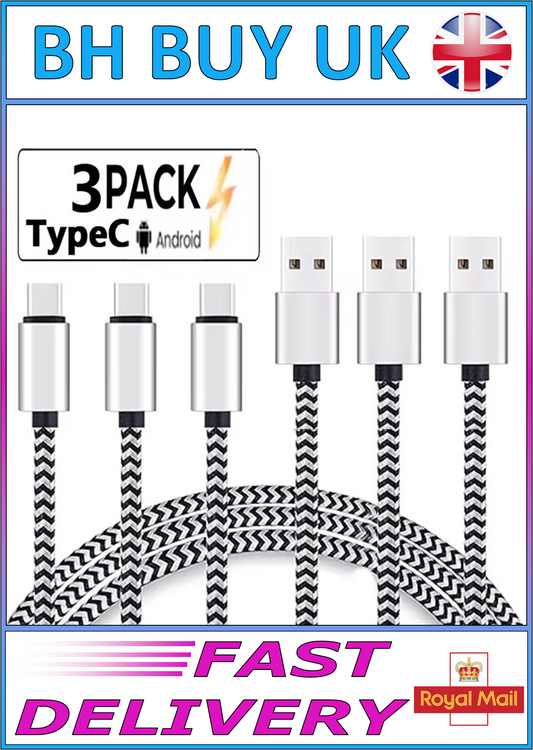 3 PACK USB - USB TYPE C BRAIDED CABLES
