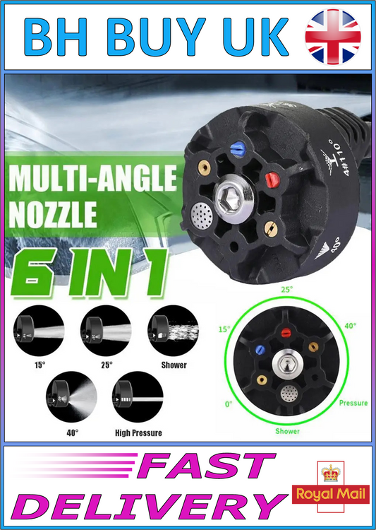 1/4" QUICK CONNECT HIGH PRESSURE NOZZLE WASHER 6 IN 1