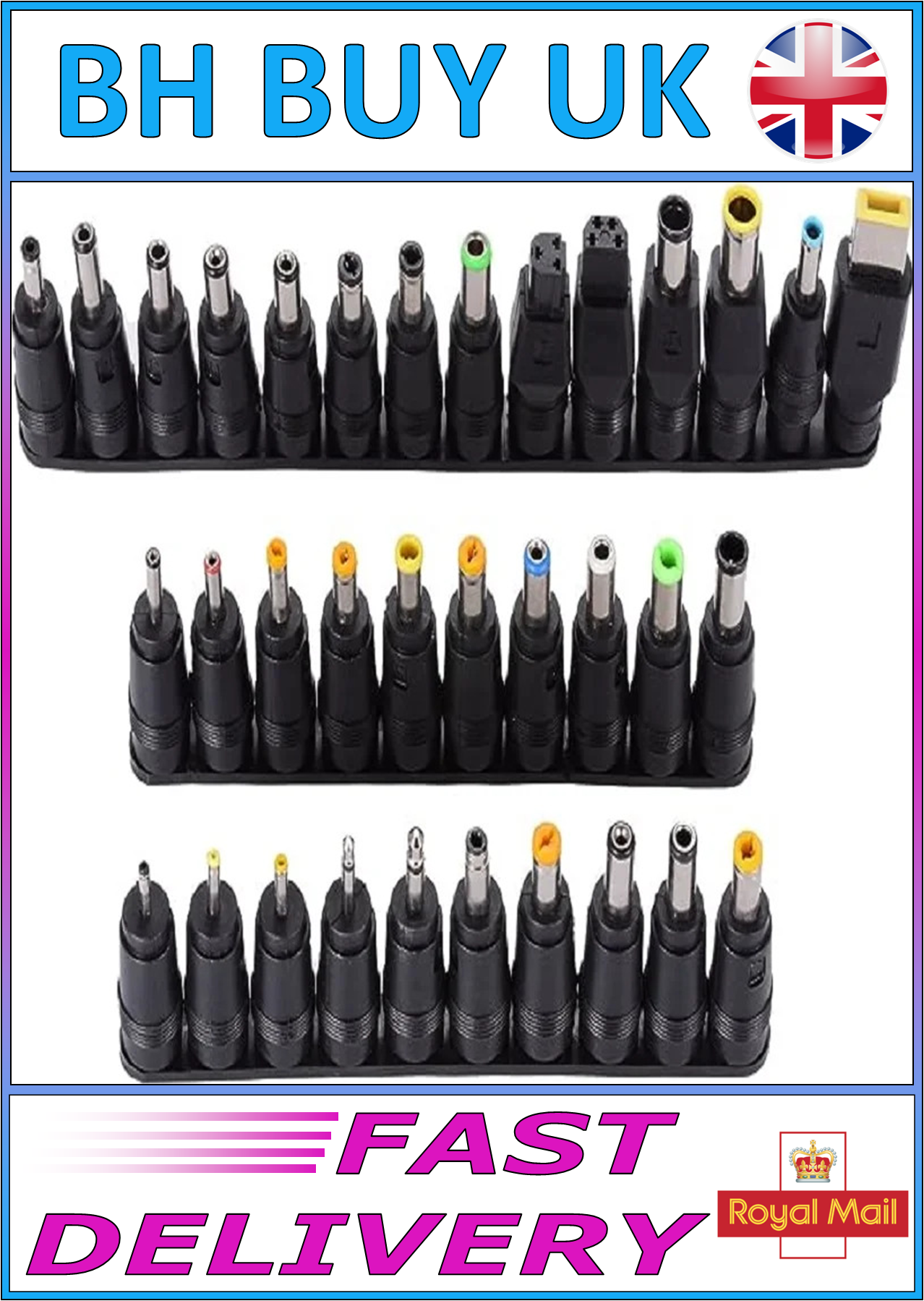 34 x UNIVERSAL 5.5mm x 2.1mm DC AC POWER ADAPTER TIPS