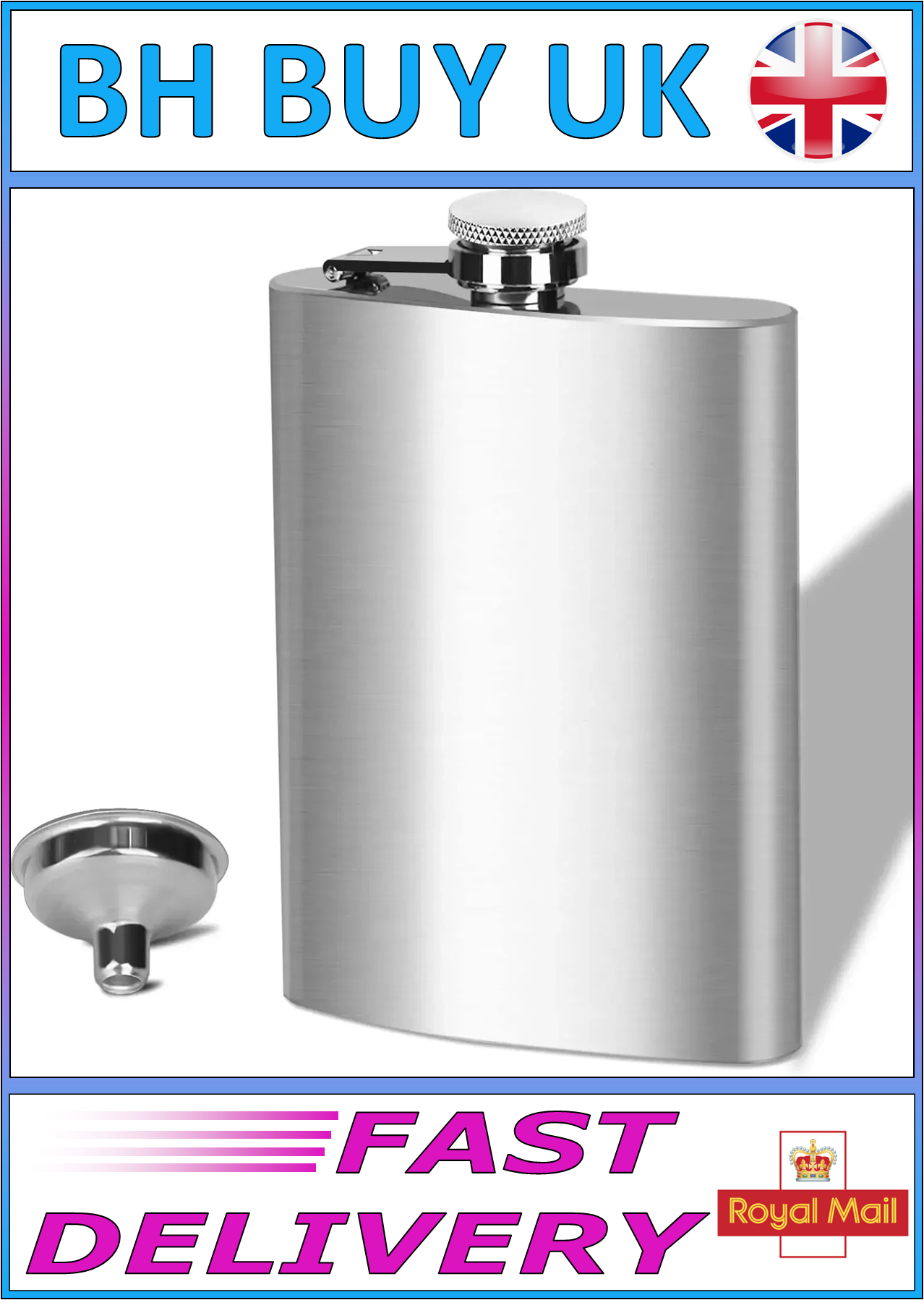 STAINLESS STEEL HIP FLASK 4oz 7oz 10oz