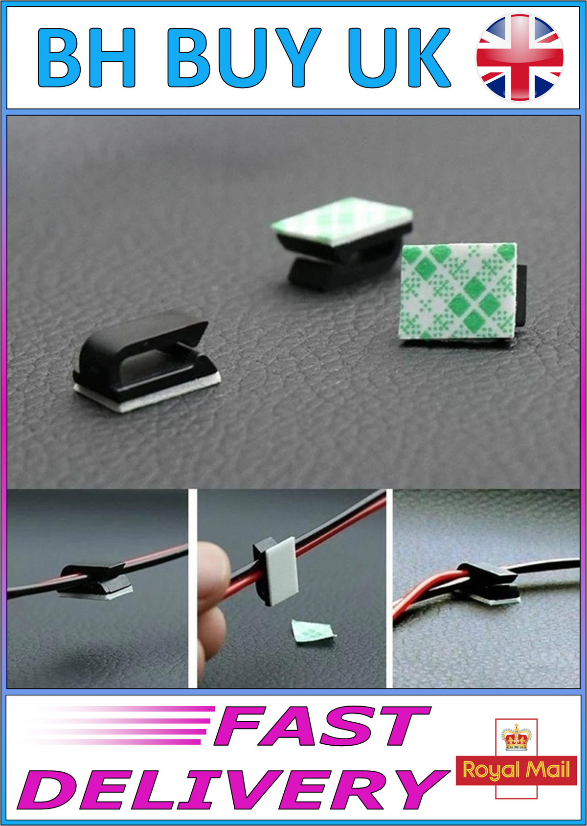 20 x SELF ADHESIVE CABLE TIE BASES