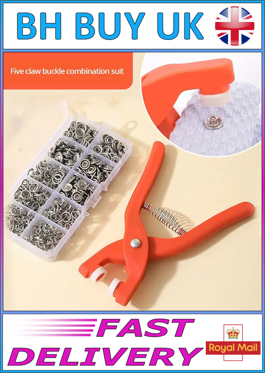 50 x METAL SNAP BUTTON KIT WITH HAND PRESS PLIERS