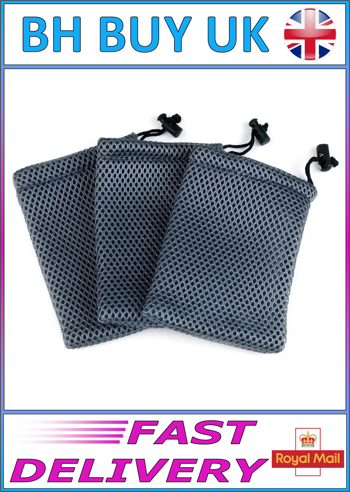 10 x NYLON MESH DRAWSTRING GIFT BAGS 9 x 13CM – JEWELLERY & GIFT POUCHES