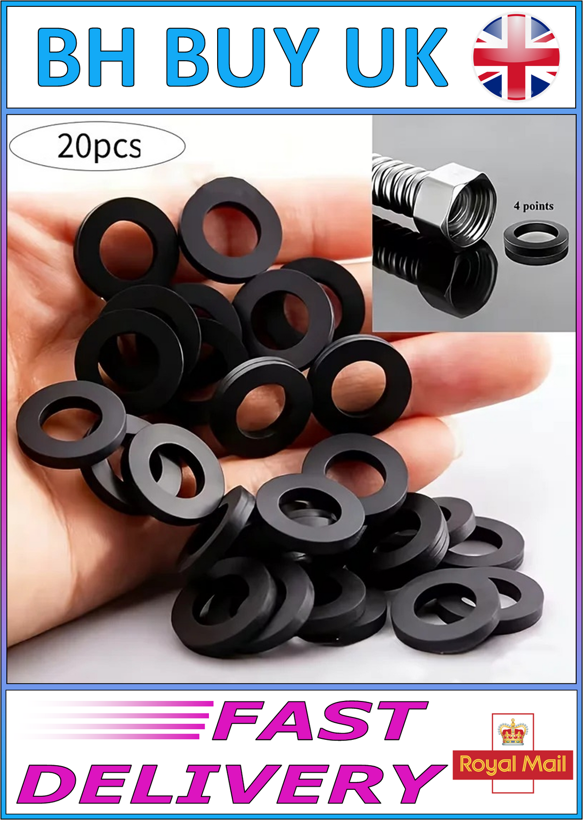 20 x RUBBER O RINGS PLASTIC WASHERS DRAIN SEALS SINK PLUMBING GASKETS TAP