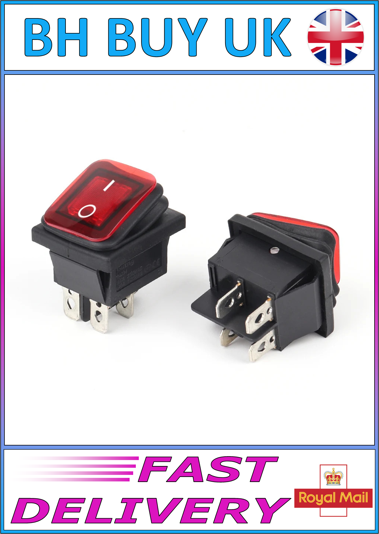 2 x 16A WATERPROOF ON OF ROCKER SWITCH 4 PIN