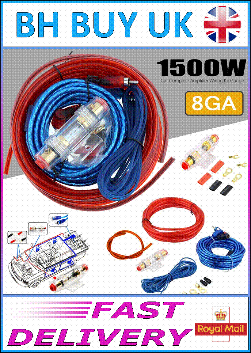 1500w AUDIO SPEAKER WIRING KIT FOR CAR WITH FUSE