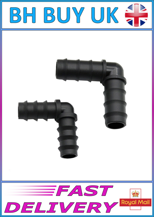 AQUARIUM / POND BARBED ELBOW FLEXIBLE PIPE HOSE CONNECTOR 13mm, 16mm & 25mm