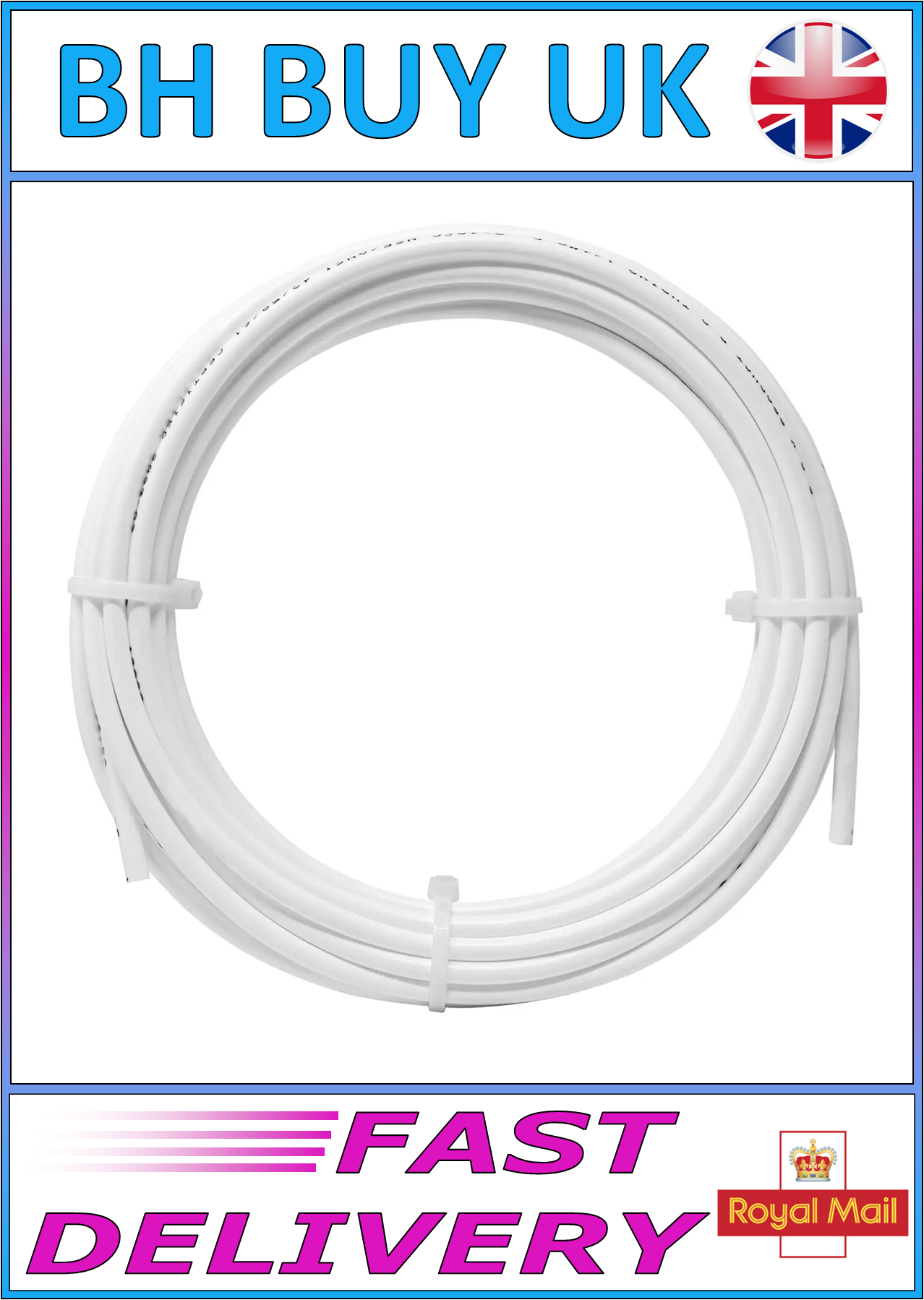 8 METERS OF 6mm RO UNIT PIPE WHITE 1/4"