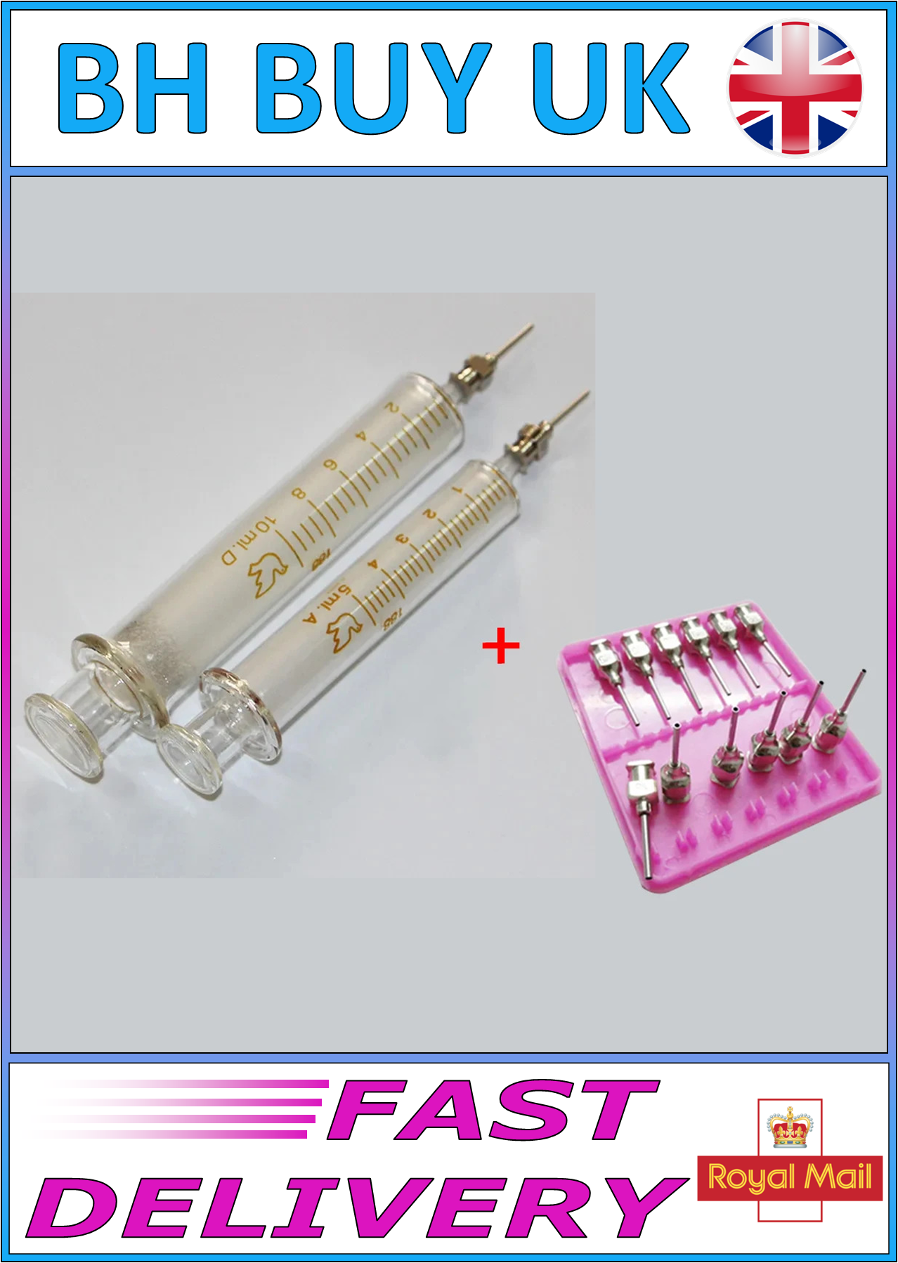 5ml & 10ml GLASS SYRINGE SET WITH 14 DISPENSING ENDS