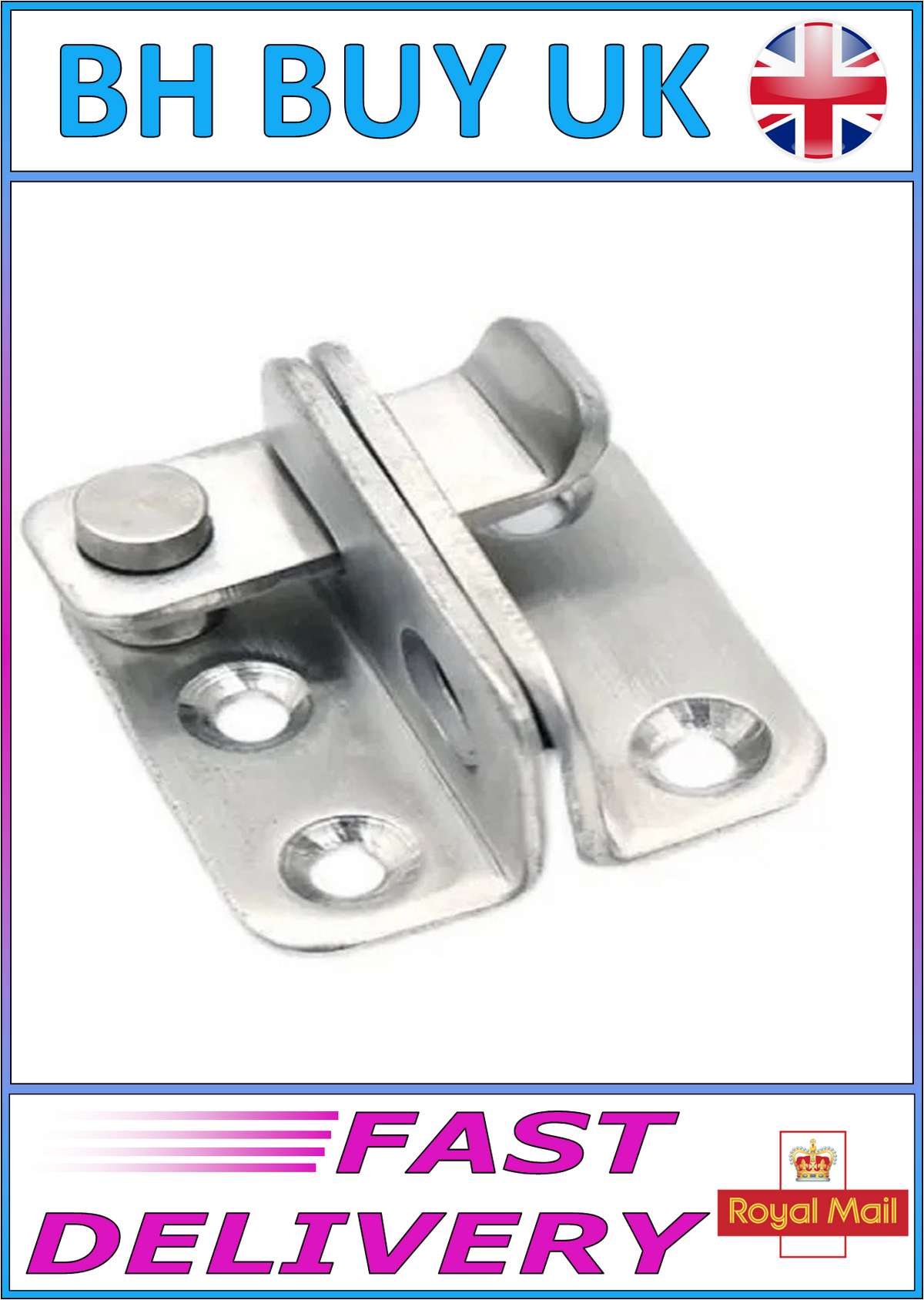 SILVER FLIP LATCH GATE LOCK SLIDING BOLT DOOR CATCH SHED CABINET SECURITY FASTENER