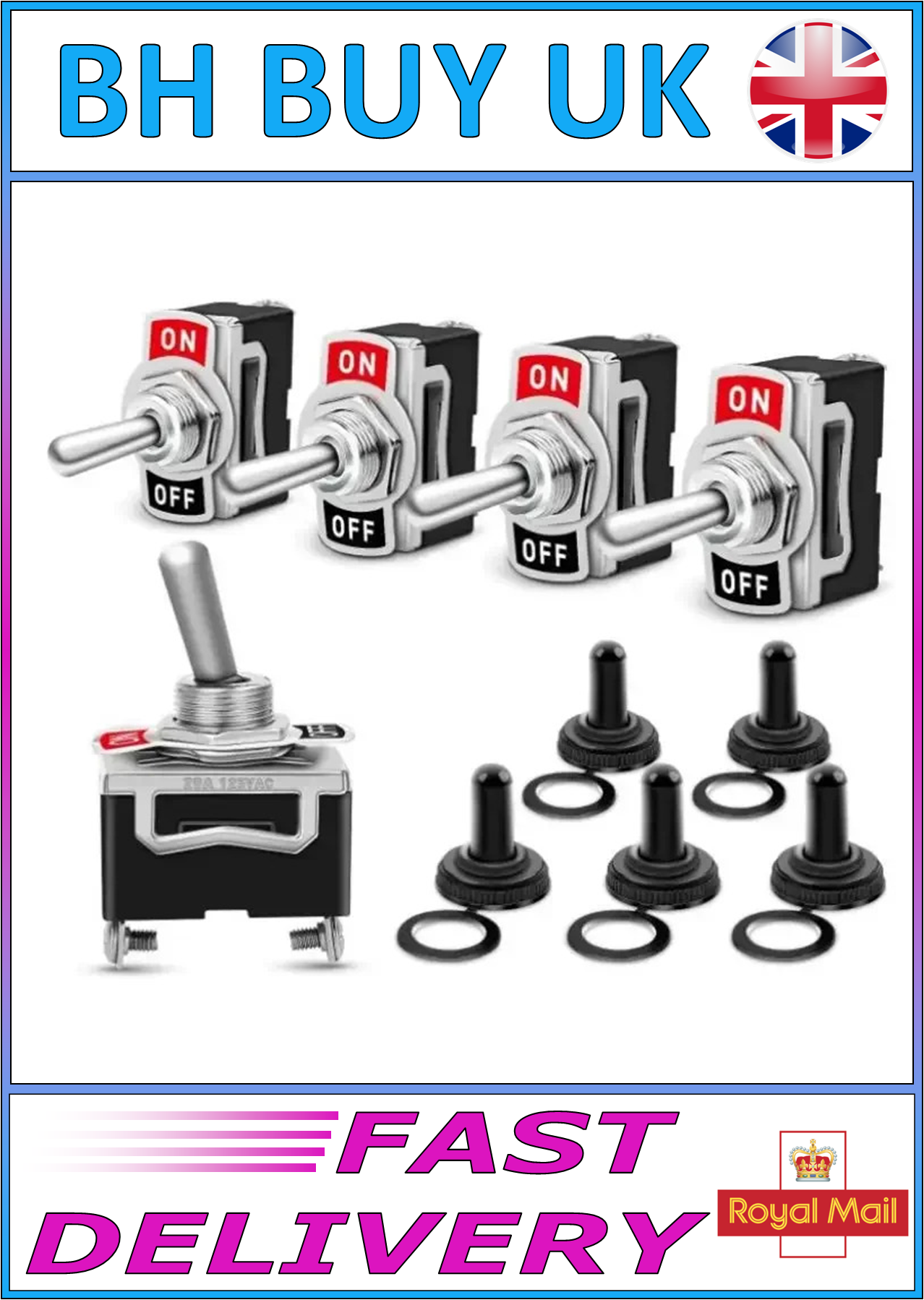 5 x HEAVY DUTY MARINE TOGGLE SWITCH ON / OFF 15A