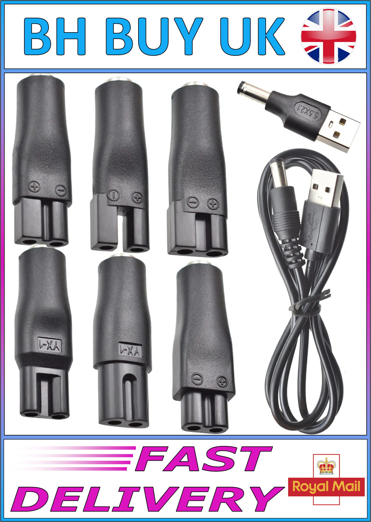 8 PIECE 5V POWER CORD REPLACEMENT FOR SHAVERS USB CONNECTION