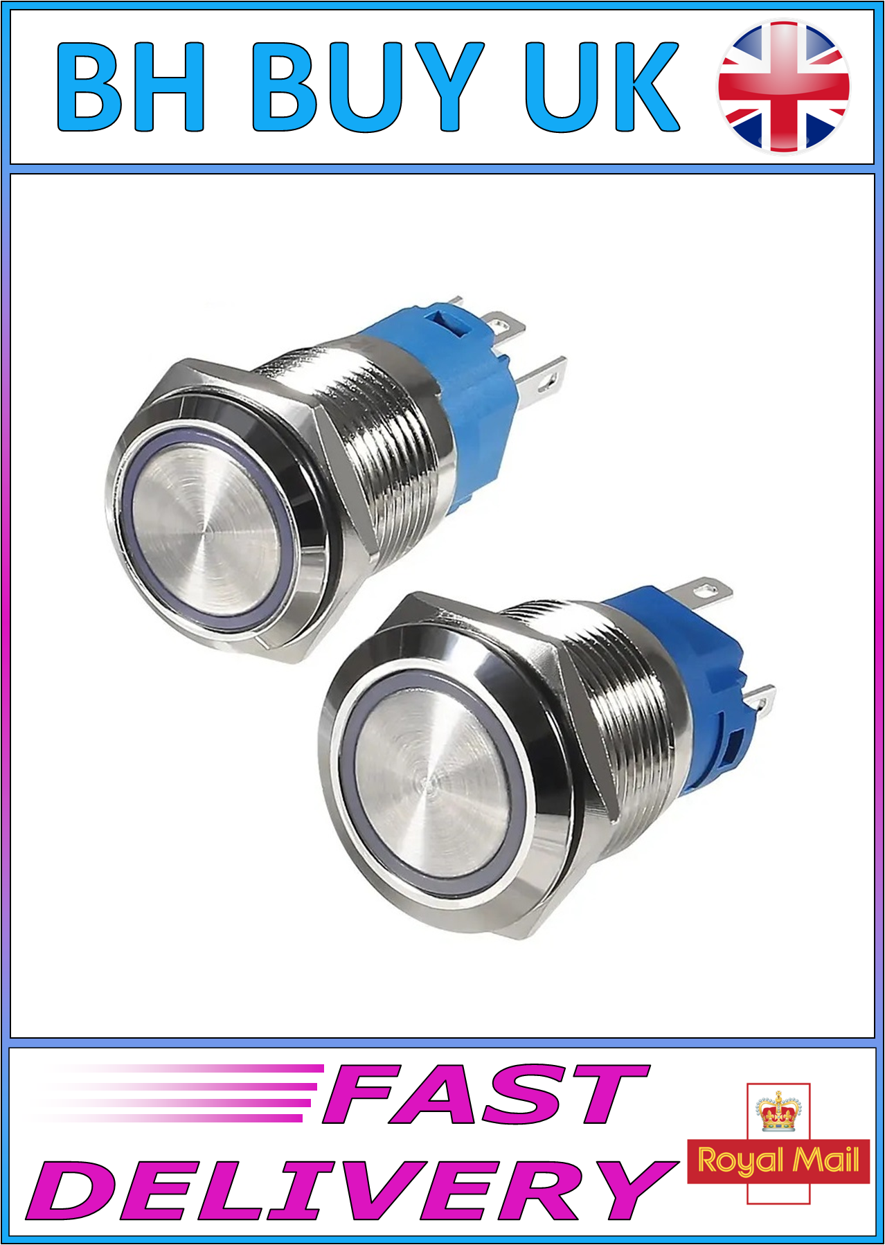 2 x METAL ON/OFF SWITCHES DC 12V/24V 4 PIN SPDT 16mm 19mm