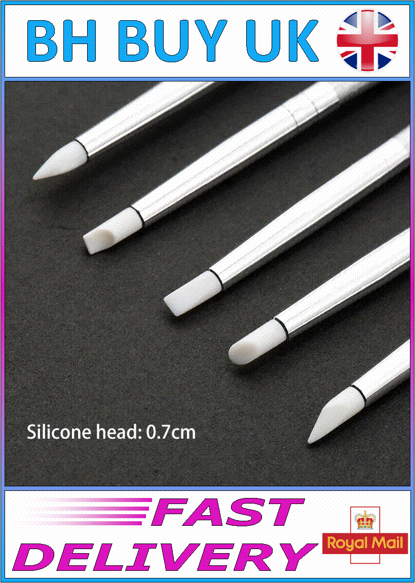 5 x SILICONE NAIL BRUSH UV GEL SCULPTING