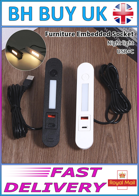 RECESSED USB TYPE A & C SOCKETS WITH LIGHT