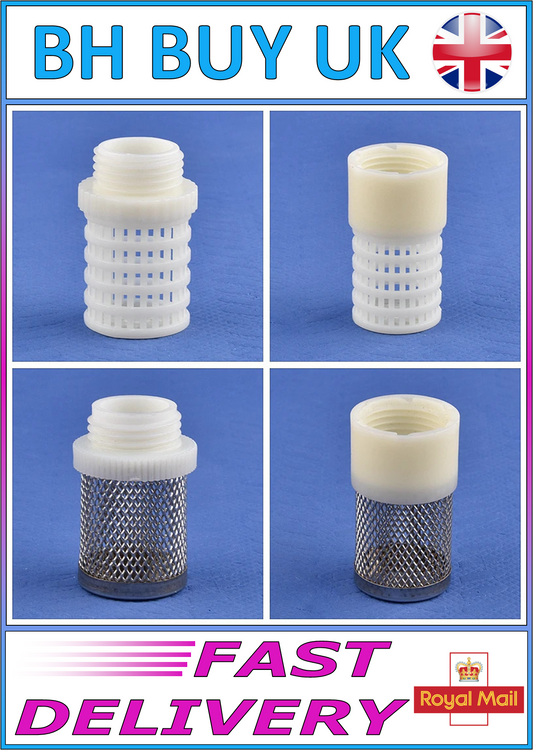 AQUARIUM / POND STAINLESS STEEL PLASTIC OUTFLOW STRAINER 1/2" 3/4" 1"