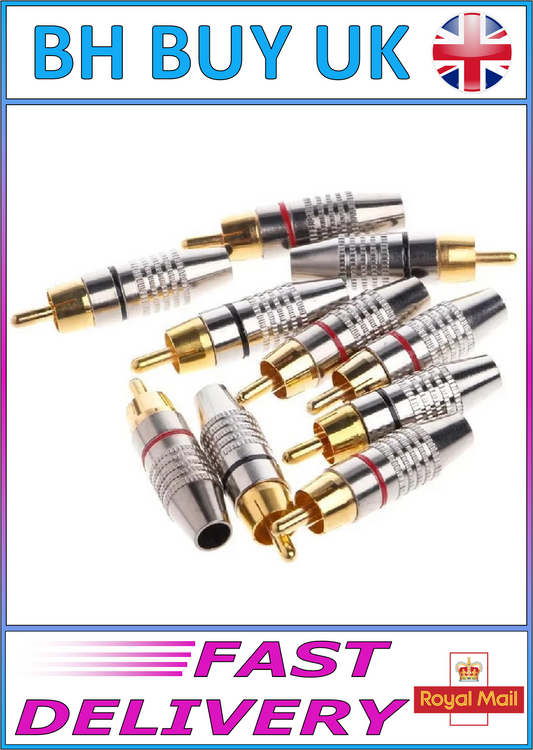 10 x METAL MALE RCA PLUGS