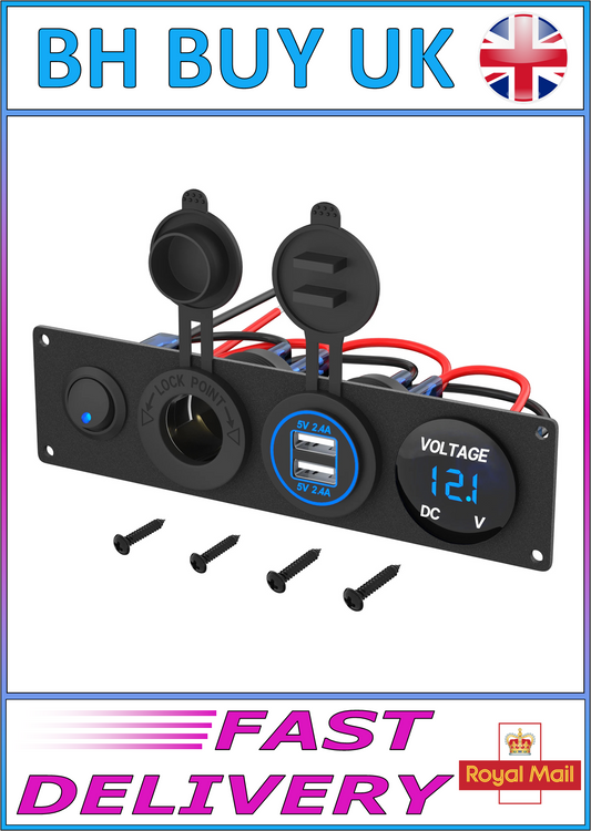 4 in 1 CAR CHARGER SOCKET PANEL VOLTMETER SWITCH