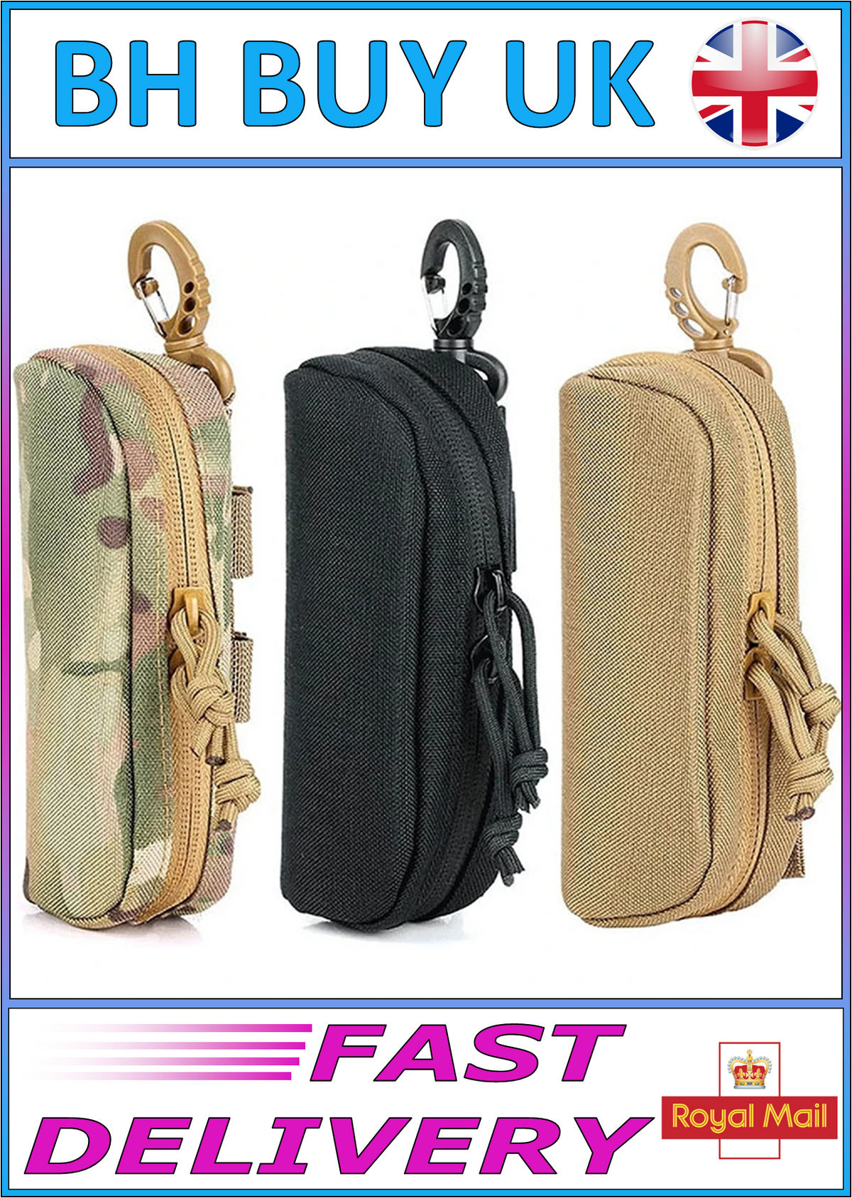 TACTICAL MOLLE SUNGLASSES CASE 1000D NYLON SHOCKPROOF EYEGLASS POUCH HUNTING