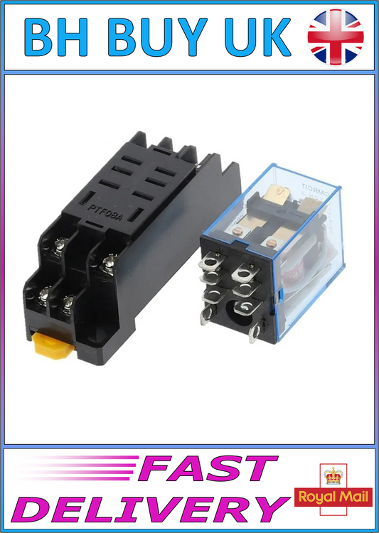 12V 24V 240V DC AC 10A 8PIN COIL POWER RELAY & SOCKET BASE DPDT