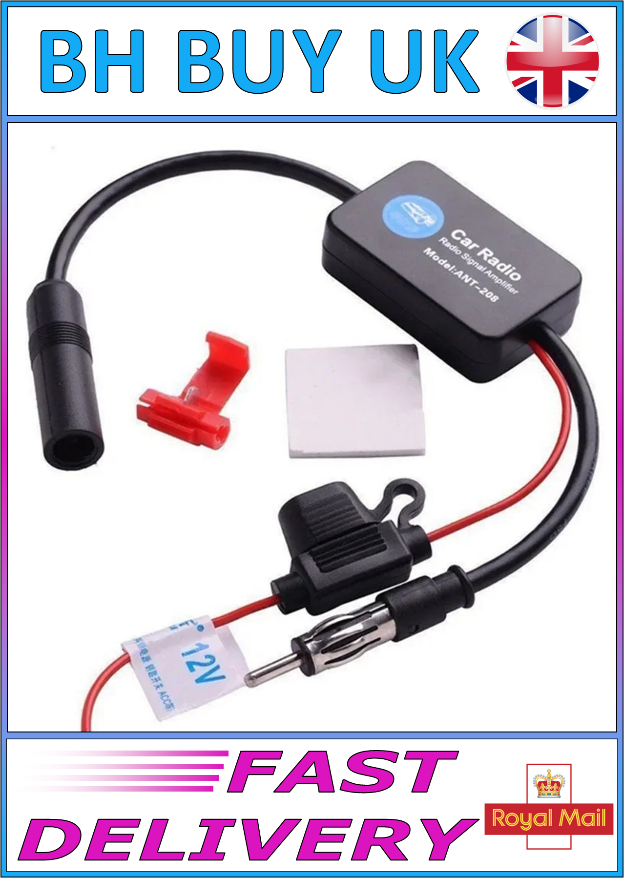 CAR RADIO ANTENNA SIGNAL AMPLIFIER BOOSTER