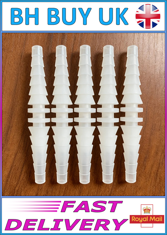 5 PACK 7.1mm - 15.3mm STEPPED BARB COUPLERS FOR FLEXIBLE PIPE