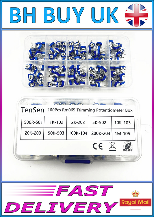 100 x RM065 CARBON FILM HORIZONTAL TRIMPOT POTENTIOMETER KIT