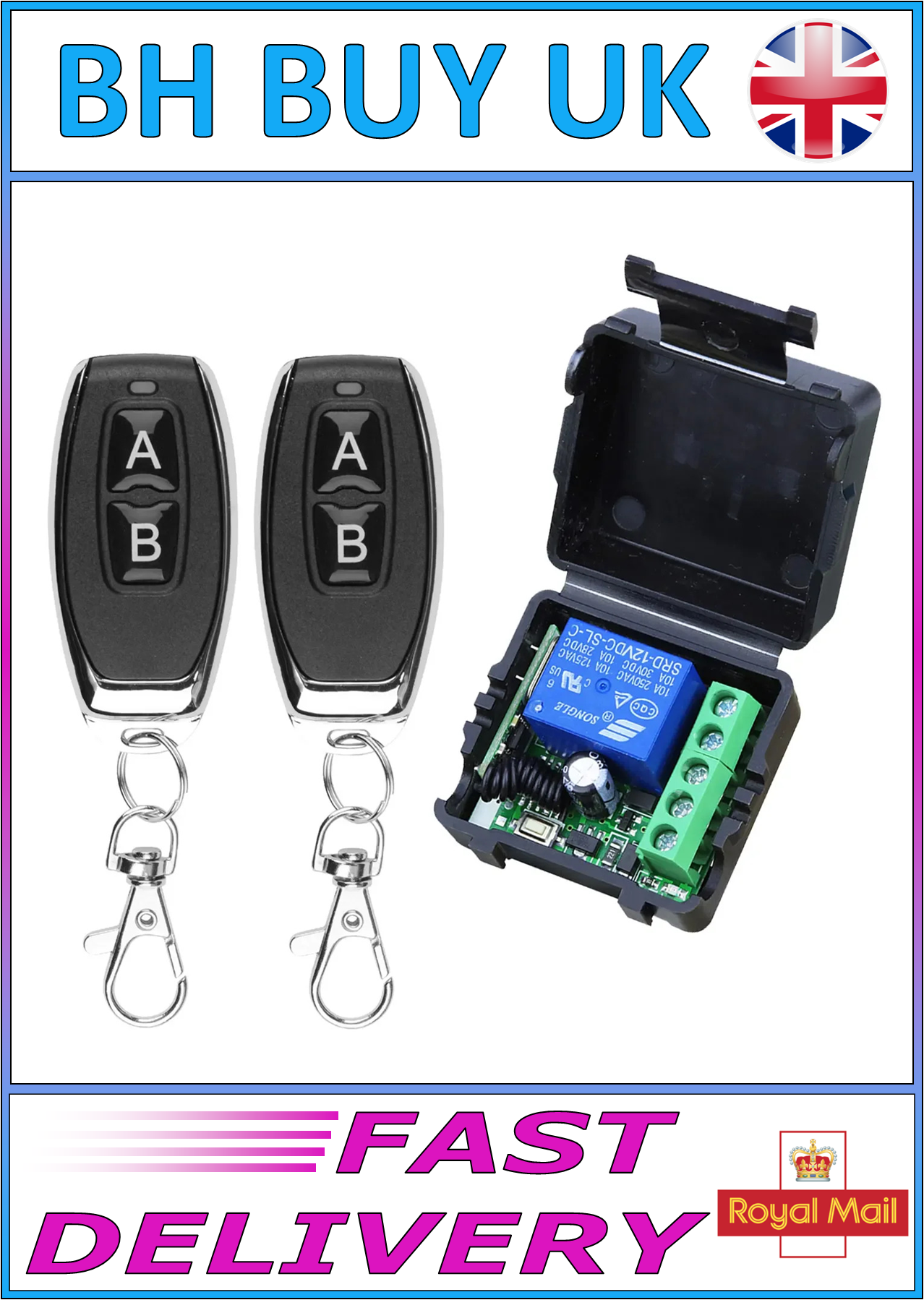 433Mhz 2 x REMOTE CONTROL WIRELESS GATE / DOOR SWITCH