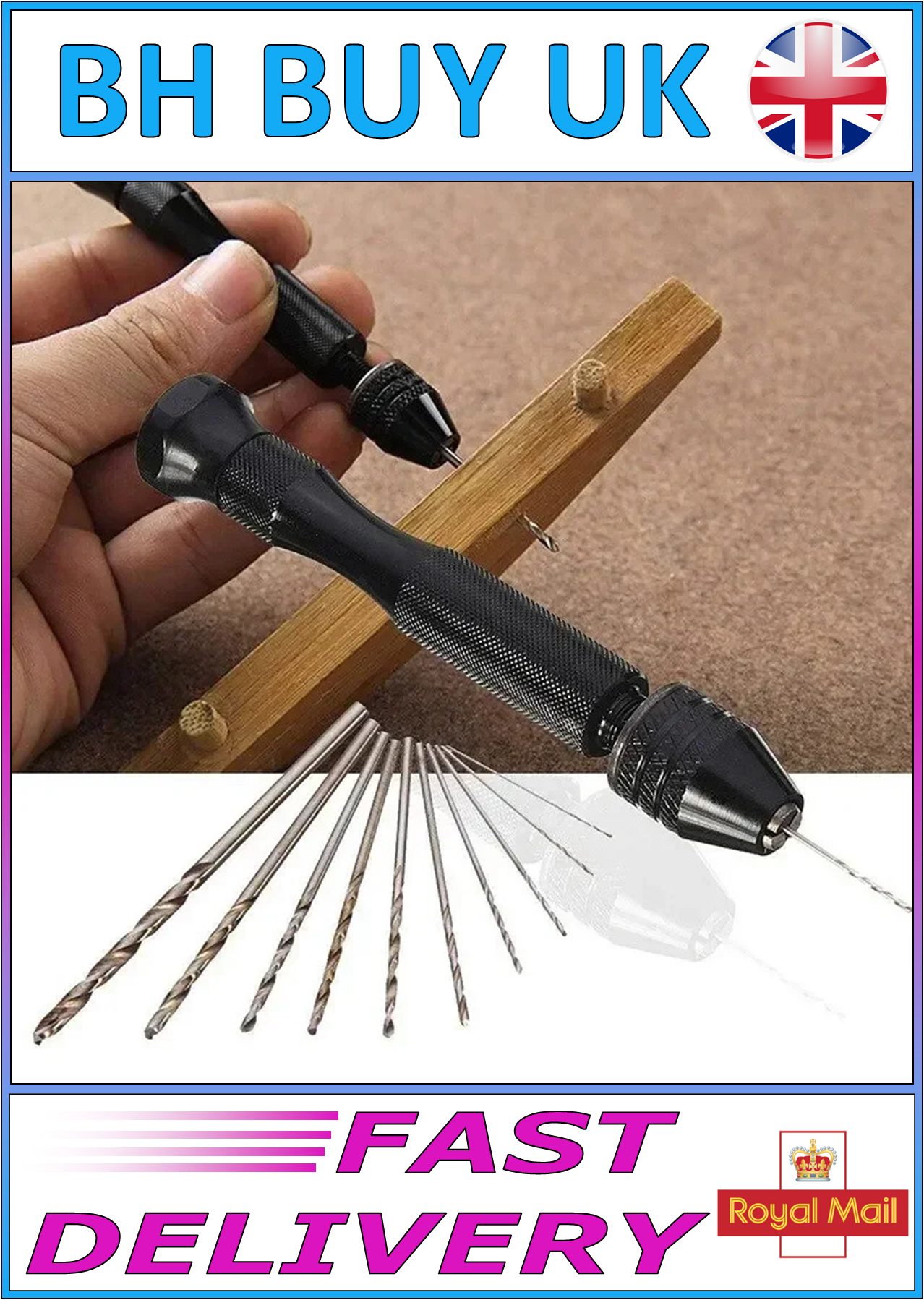 MINI HAND TWIST DRILL & 10 DRILL BITS