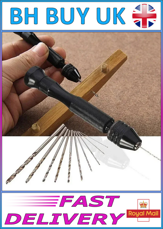 MINI HAND TWIST DRILL & 10 DRILL BITS