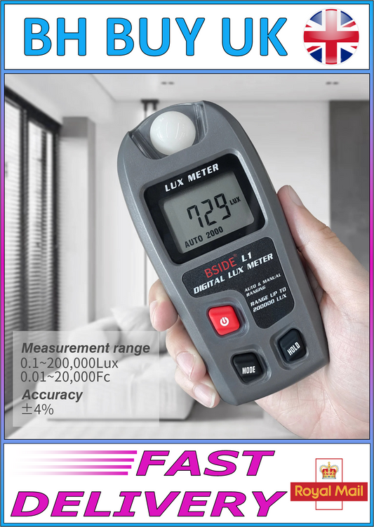 HANDHELD DIGITAL LUX METER 0-200,000 LUX