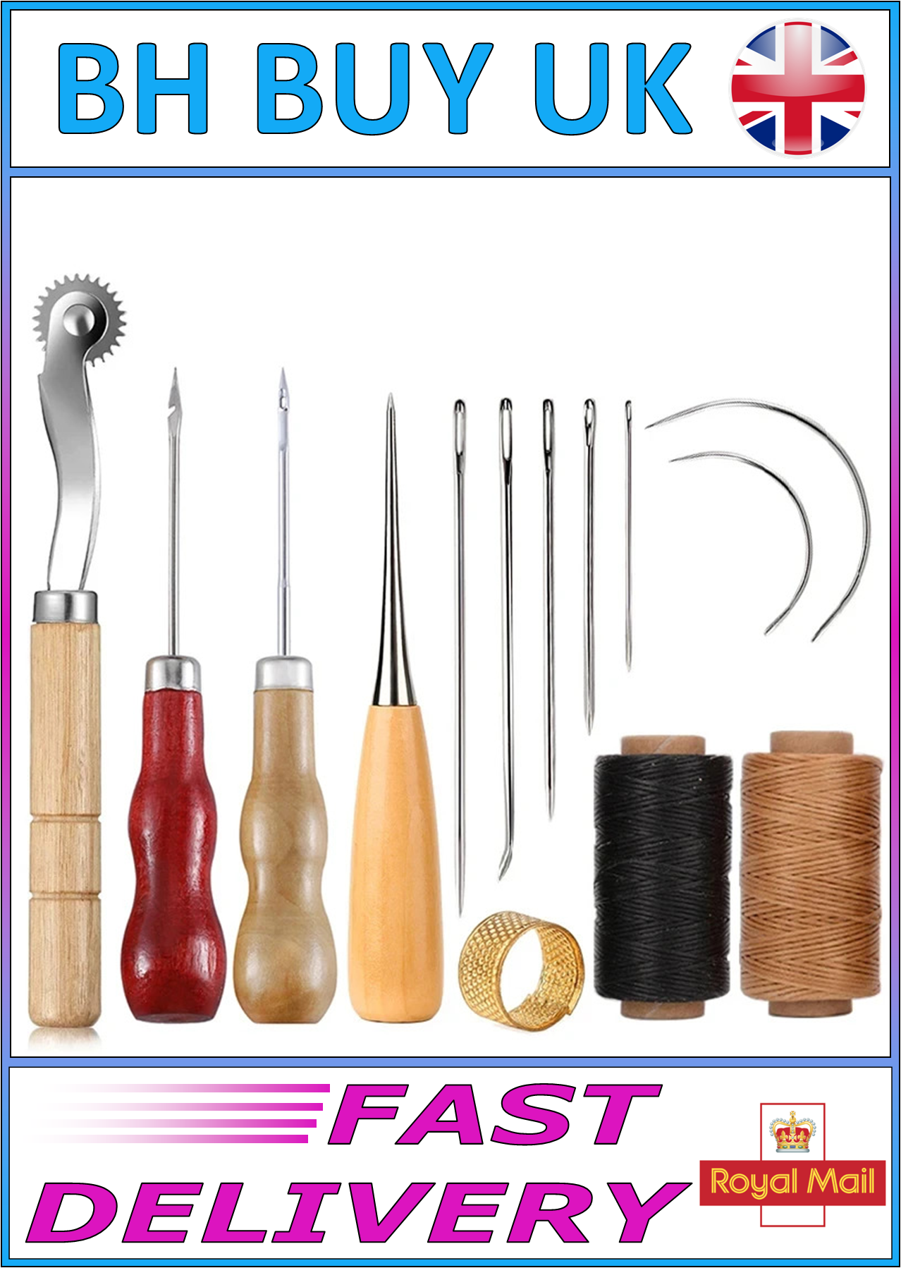 14 PIECE LEATHER CRAFT SEWING KIT