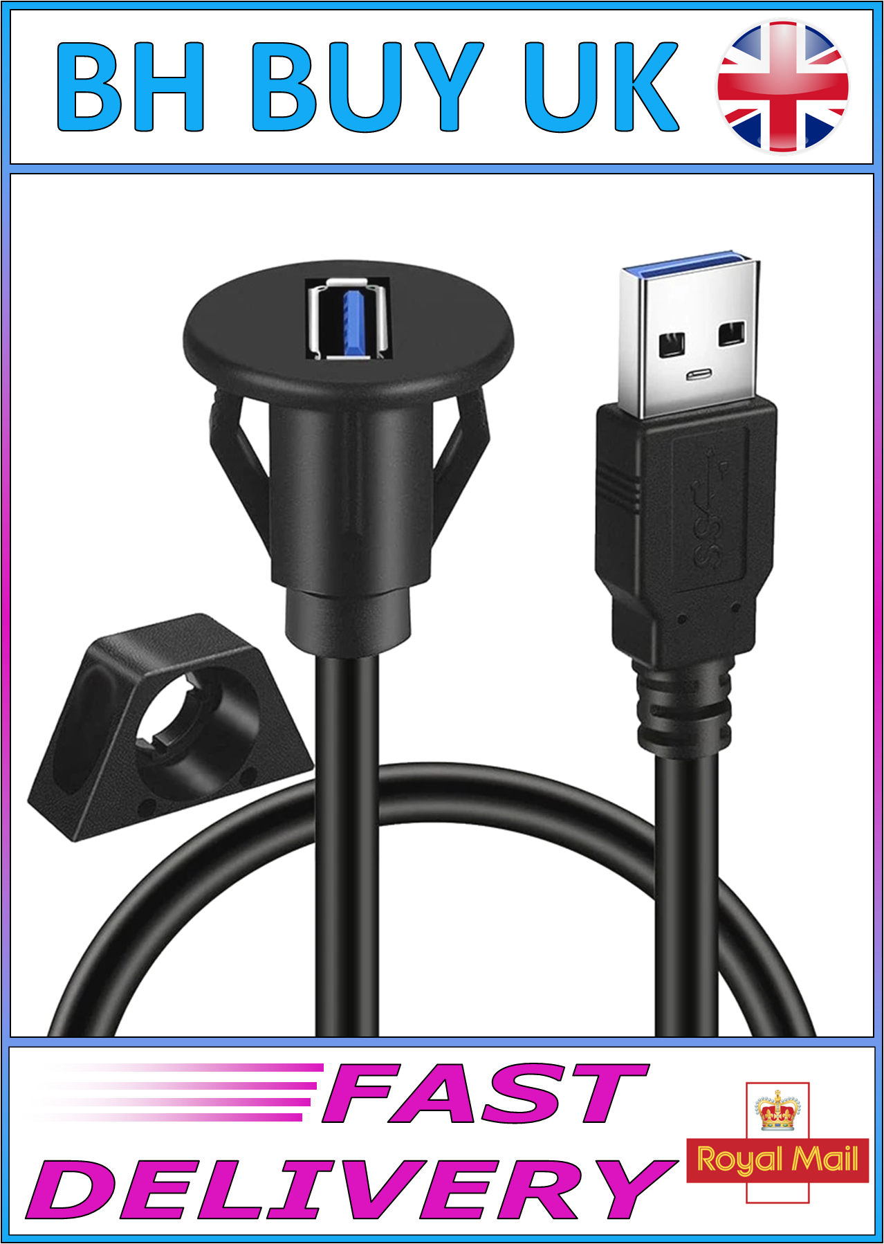 PANEL MOUNT USB 3.0 EXTENSION CABLE 1m