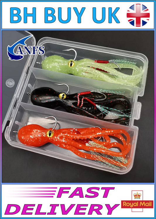3 x SQUID FISHING LURES 11.5cm 22g SINKING BAIT