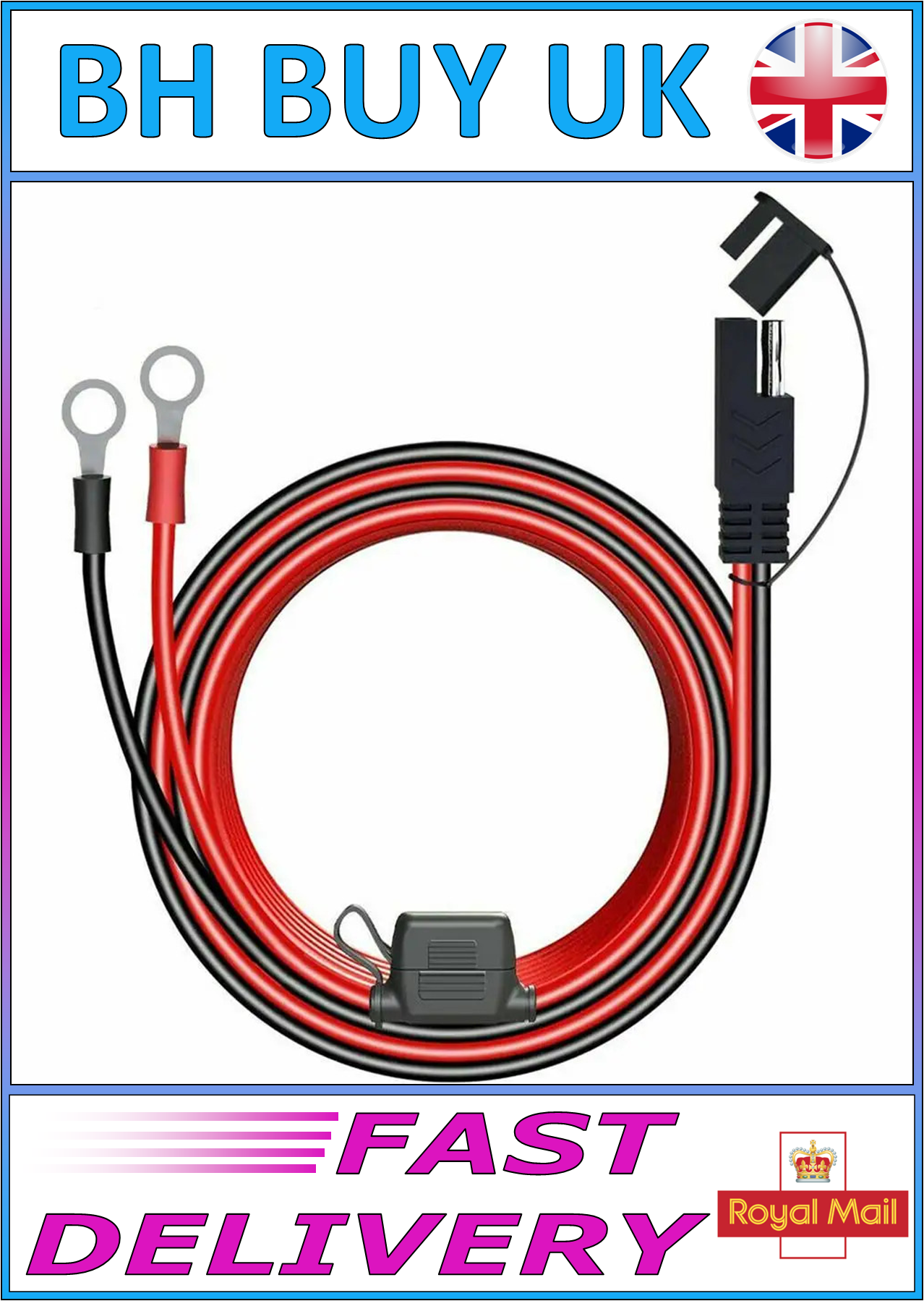 12v CHARGER CABLE FOR MOTORBIKE BATTERY TERMINAL TO SAE CONNECTOR