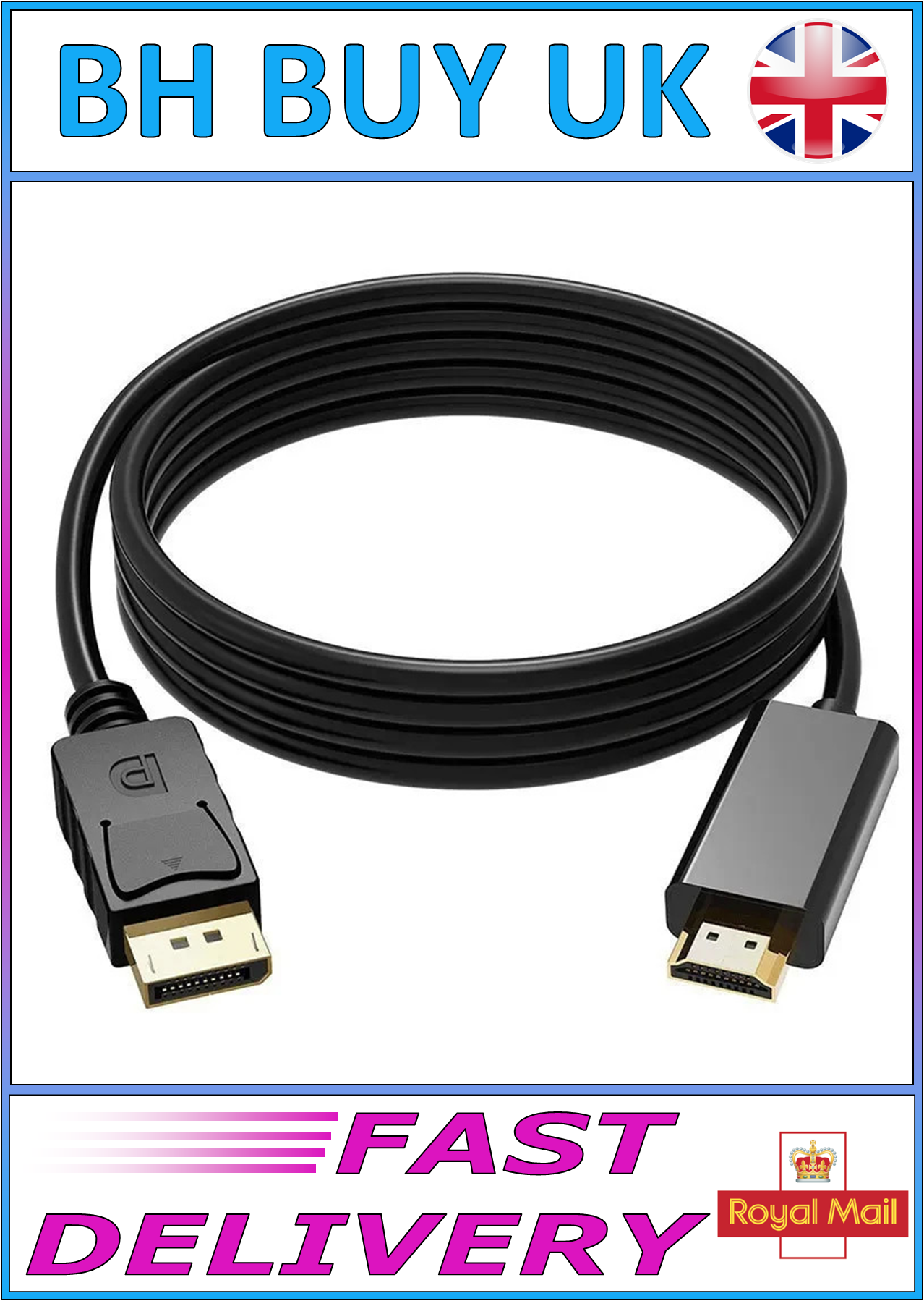 DISPLAY PORT TO HDMI CABLE 1.8m