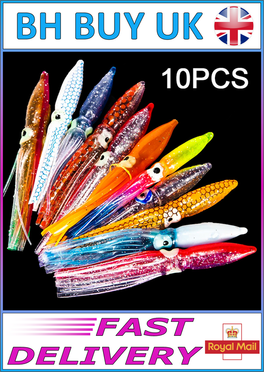 10 x SOFT SQUID FISHING LURES 8cm