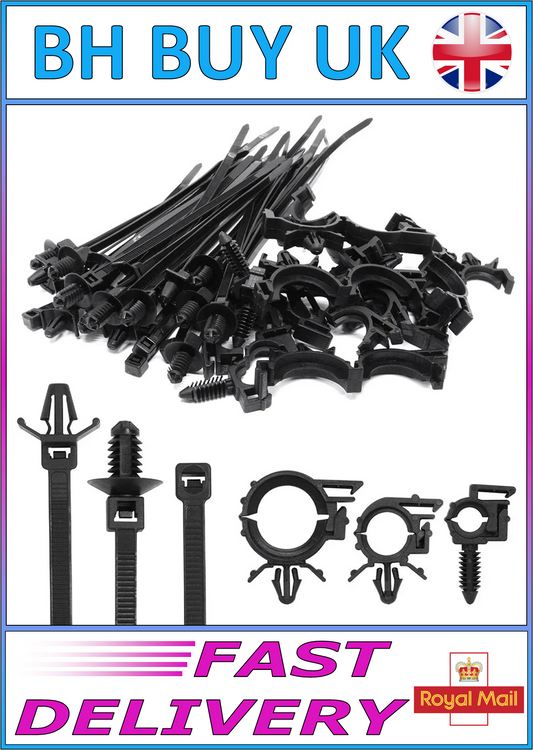 45PC CAR PUSH MOUNT ZIP TIES WIRE HARNESS CLIPS CABLE FASTENERS